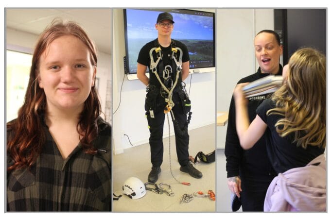 Eleven Sabina Höjberg, mastteknikern Mattias Mössler och bartendern Aleqzandra Nilsson deltog i Career Day på Finjasjöpark skola i Hässleholm.